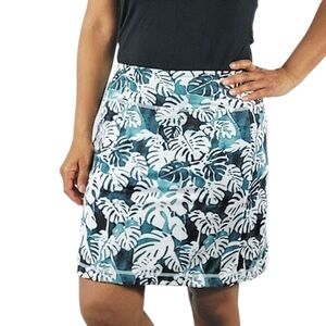 J. Jill Green Palm Print Fit A-line Knit Skort Athletic Skirt Size XL Tropical